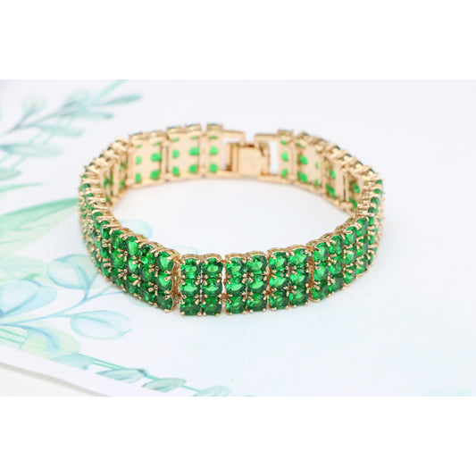 Elegant Rose Gold Green Stone Bracelet for Women, 18cm Jewelry Piece, XPBL0651 (2065-10)