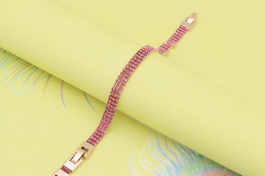 Rose Gold Bracelet with Pink Crystal Rows, XPBL1012 (2102-1)
