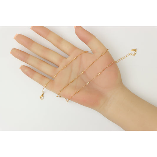 Rose Gold Plated Beaded Necklace with Adjustable Chain, XPNL0200 (2020-10)