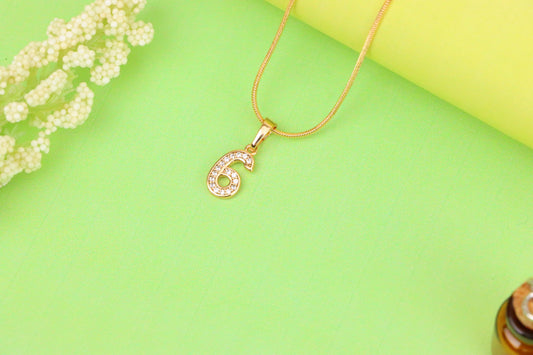 Rose Gold Number 6 Pendant with Crystals – 18K Gold Plated Charm, XPPT1346 (2132-8)