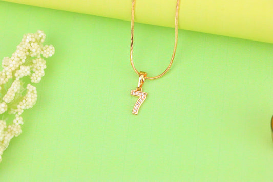 Rose Gold Number 7 Pendant with Crystals – 18K Gold Plated Charm, XPPT1347 (2132-8)