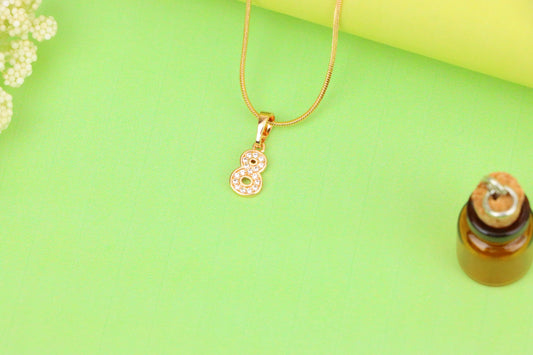 Rose Gold Number 8 Pendant with Crystals – 18K Gold Plated Charm, XPPT1348 (2132-8)