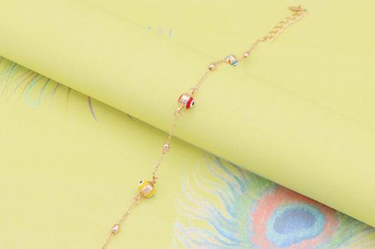 Multicolor Evil Eye Rose Gold Bracelet with Adjustable Chain, XPBL1016 (2102-5)