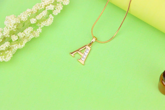 Rose Gold Letter A Pendant with Crystals – 18K Gold Plated Charm, XPPT1350 (2132-9)