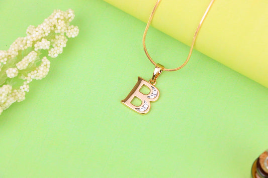 Rose Gold Letter B Pendant with Crystals – 18K Gold Plated Charm, XPPT1351 (2132-9)
