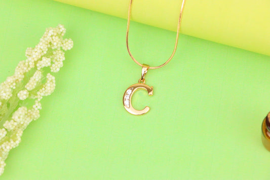 Rose Gold Letter C Pendant with Crystals – 18K Gold Plated Charm, XPPT1352 (2132-9)