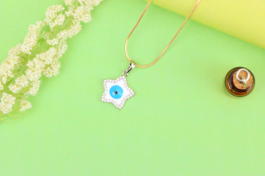 Star Evil Eye Pendant in Rose Gold Plated Brass with CZ Detailing, XPPT1820 (2153-8)