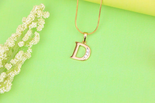 Rose Gold Letter D Pendant with Crystals – 18K Gold Plated Charm, XPPT1353 (2132-9)