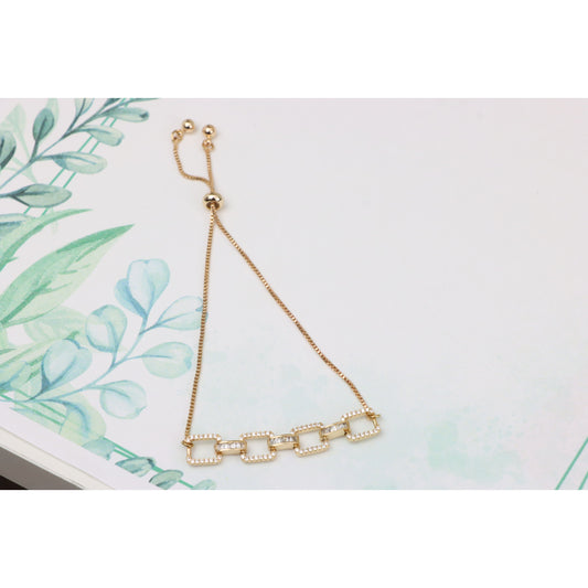 Elegant Rose Gold Adjustable Bracelet with Sparkling Crystal Links, XPAB0662 (2067-1)