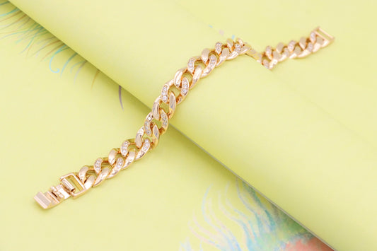 Bold Rose Gold Cuban Link Bracelet with Sparkling CZ Accents, XPBL1020 (2102-9)