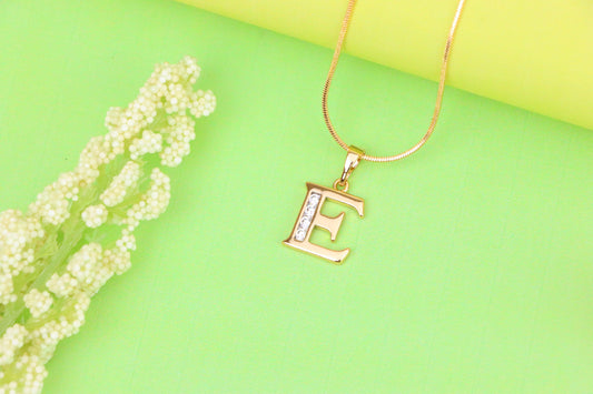 Rose Gold Letter E Pendant with Crystals – 18K Gold Plated Charm, XPPT1354 (2132-9)