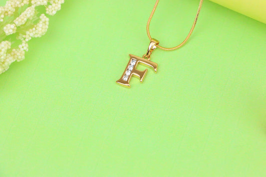 Rose Gold Letter F Pendant with Crystals – 18K Gold Plated Charm, XPPT1355 (2132-9)