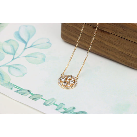Elegant Rose Gold Necklace with Round Pendant, XPNL0664 (2067-3)