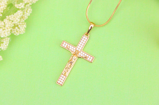 Rose Gold Crucifix Pendant with CZ Detailing – Faithful Elegant Design, XPPT1824 (2154-2)