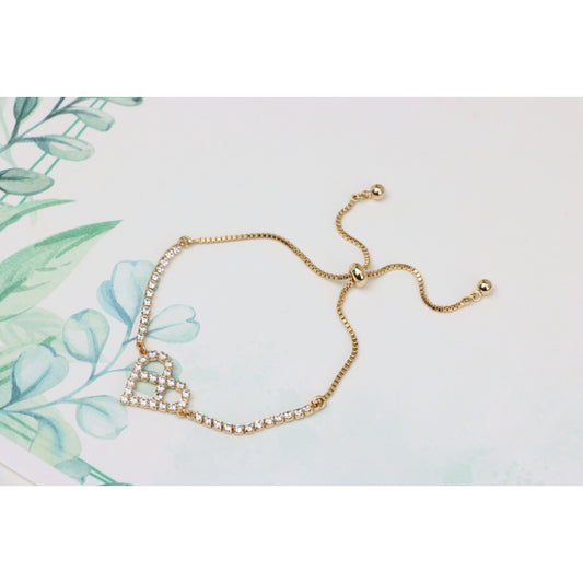 Elegant Rose Gold Heart Bracelet with Sparkling Crystals, XPAB0665 (2067-4)