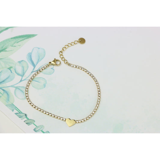 Elegant Heart Charm Yellow Bracelet with Crystal Accents, XPBL0666 (2067-5)