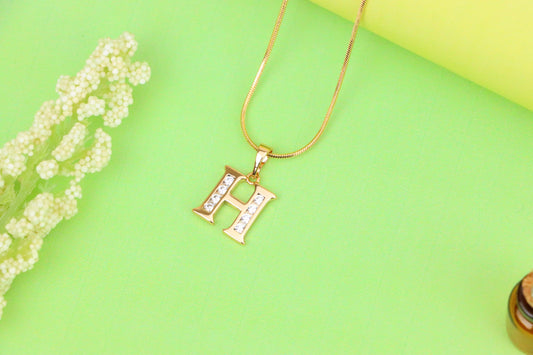 Rose Gold Letter H Pendant with Crystals – 18K Gold Plated Charm, XPPT1357 (2132-9)
