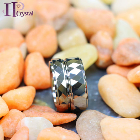 Domed Faceted Ring Stepped Edge Tungsten Ring