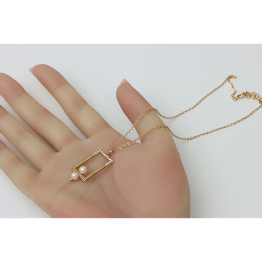 Textured Bar Link Rose Gold Necklace, XPNL0213 (2022-3)