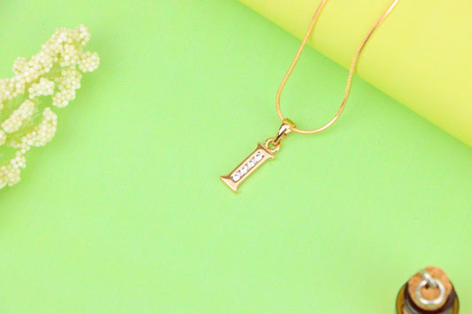 Rose Gold Letter I Pendant with Crystals – 18K Gold Plated Charm, XPPT1358 (2132-9)