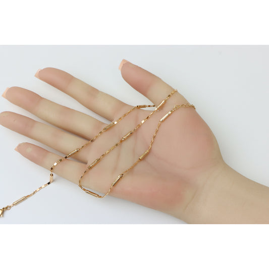 Sleek Herringbone Rose Gold Chain Necklace, XPNL0214 (2022-4)