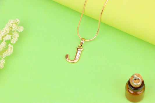Rose Gold Letter J Pendant with Crystals – 18K Gold Plated Charm, XPPT1359 (2132-9)