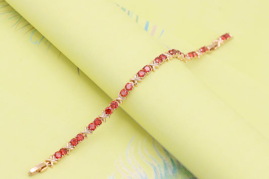 Elegant Red Oval Stone Rose Gold Bracelet with X-Link Design,XPBL1025 (2103-4)