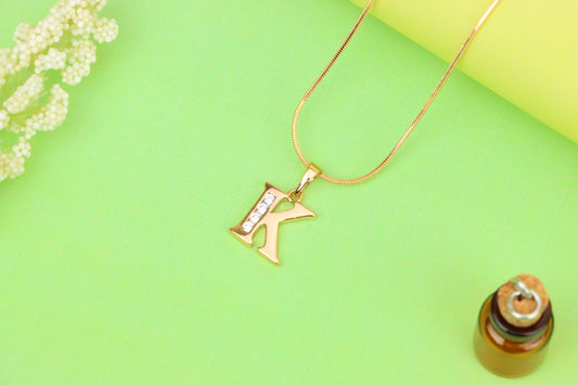 Rose Gold Letter K Pendant with Crystals – 18K Gold Plated Charm, XPPT1360 (2132-9)