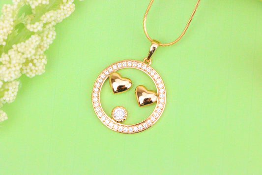 Smiley Face Pendant with Heart Eyes in Rose Gold Finish, XPPT1829 (2154-7)