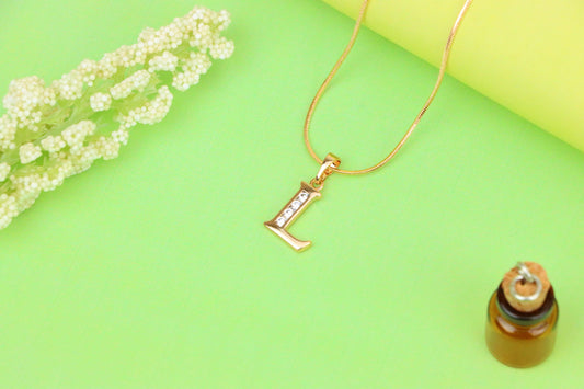 Rose Gold Letter L Pendant with Crystals – 18K Gold Plated Charm, XPPT1361 (2132-9)