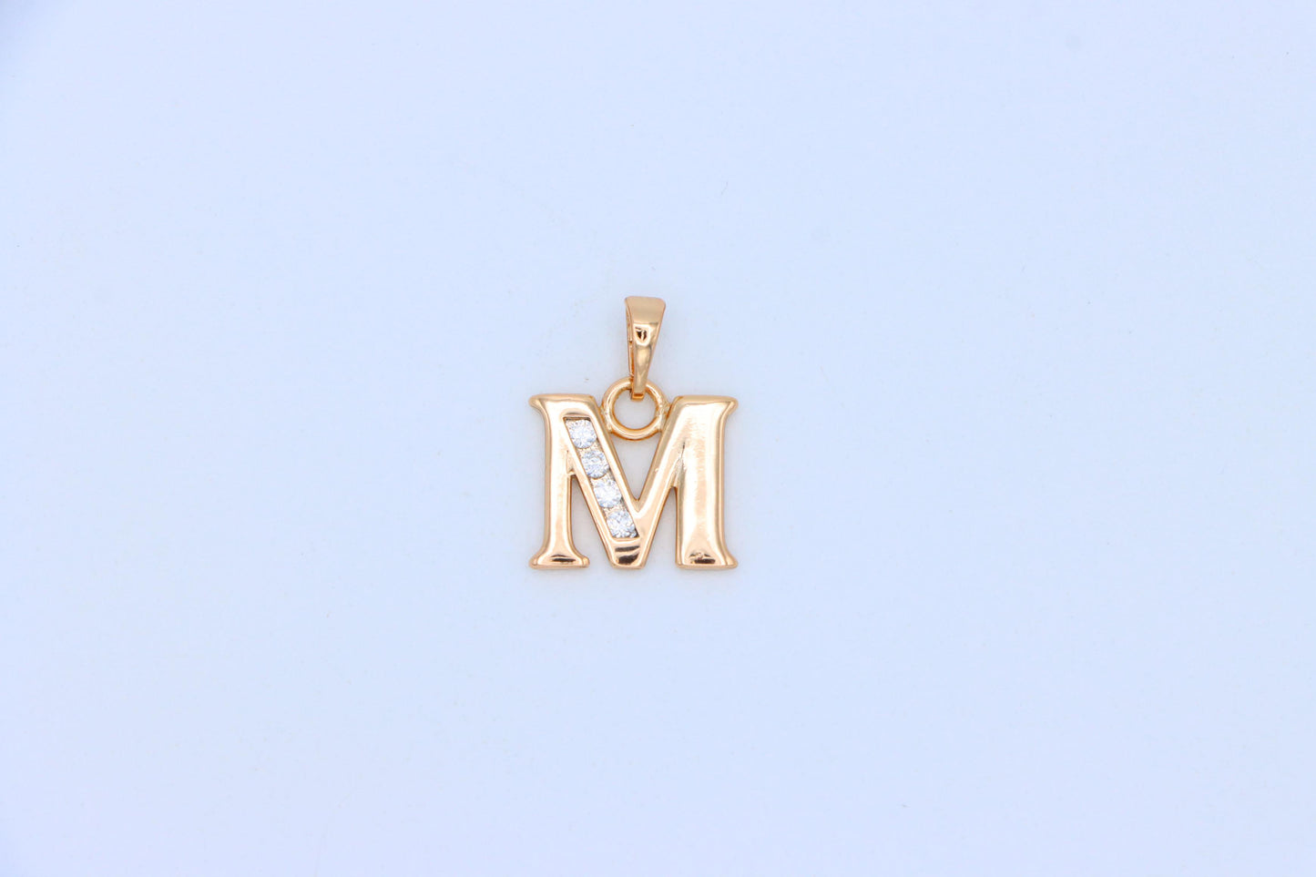Rose Gold Letter M Pendant with Crystals – 18K Gold Plated Charm, XPPT1362 (2132-9)