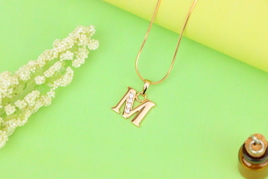 Rose Gold Letter M Pendant with Crystals – 18K Gold Plated Charm, XPPT1362 (2132-9)