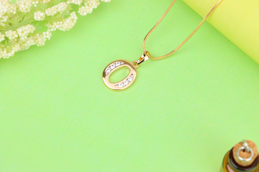 Rose Gold Letter O Pendant with Crystals – 18K Gold Plated Charm, XPPT1364 (2132-9)