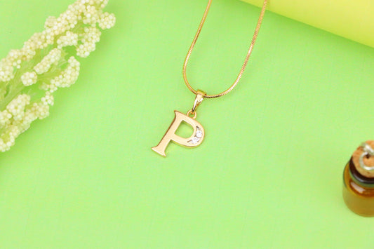 Rose Gold Letter P Pendant with Crystals – 18K Gold Plated Charm, XPPT1365 (2132-9)