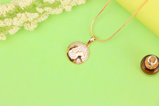 Round Rose Gold Pendant with Crystal World Map Design, XPPT1835 (2155-1)