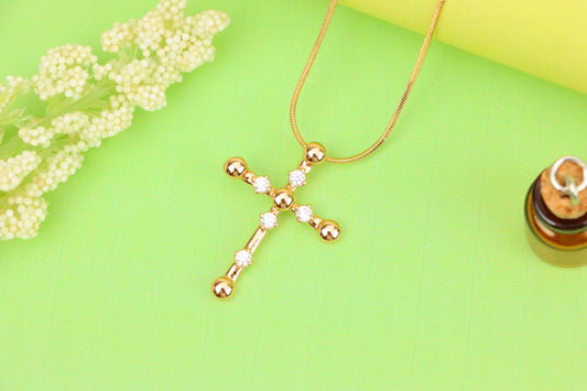 Stylish Rose Gold Cross Pendant with Crystal Accents, XPPT1836 (2155-2)