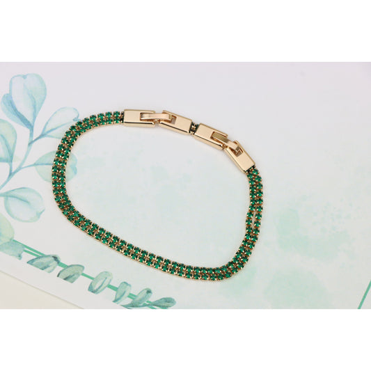 Rose Gold Bracelet with Green Stones, XPBL0679 (2068-8)