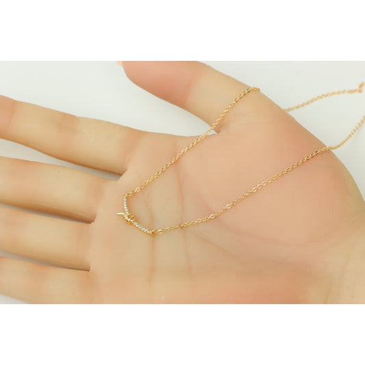 Dainty Rose Gold Knot Pendant Necklace, XPNL0222 (2023-2)