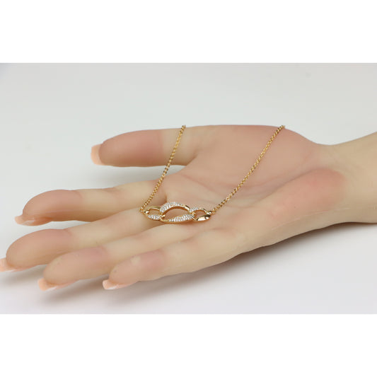 Elegant Rose Gold Chain Link Necklace with Cubic Zirconia, XPNL0223 (2023-3)