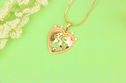 Crowned Heart Pendant in Rose Gold with Intricate Silhouette Design, XPPT1839 (2155-5)