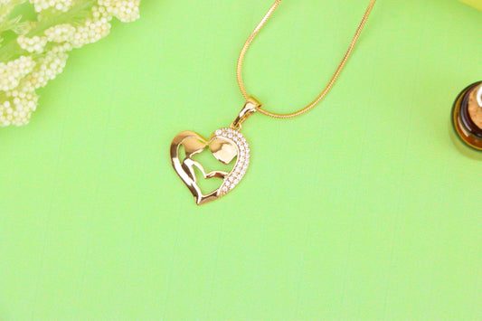Heart Shaped Mother &amp; Child Pendant in Rose Gold with CZ Accents, XPPT1840 (2155-6)