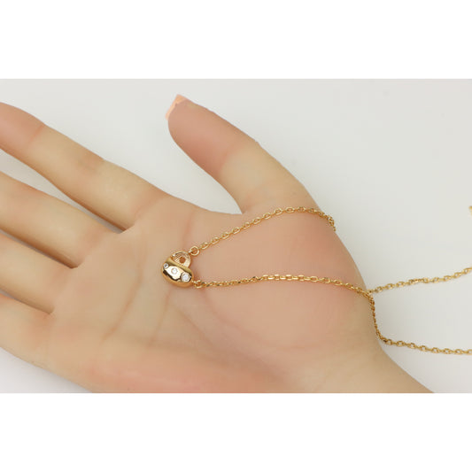 Heart Charm Rose Gold Necklace with Crystal Accents, XPNL0225 (2023-5)