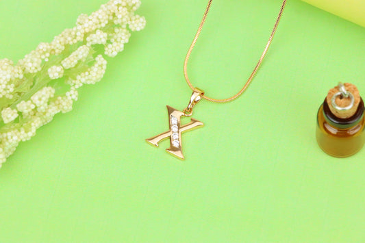 Rose Gold Alphabet X Pendant with Crystals – Stylish Initial Charm,XPPT1373 (2132-9)
