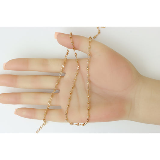 Textured Link Rose Gold Chain Necklace, XPNL0226 (2023-6)