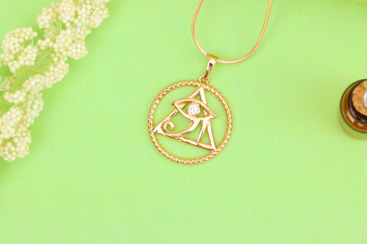 Rose Gold Eye of Horus Pendant with CZ Accent, Triangle Design, XPPT1844 (2155-10)