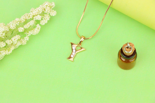 Rose Gold Alphabet Y Pendant with Sparkling Crystals, XPPT1374 (2132-9)