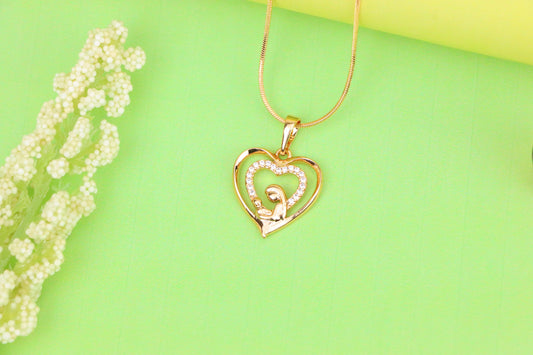 Rose Gold Mother and Child Heart Pendant with Sparkling CZ Accents, XPPT1377 (2133-1)