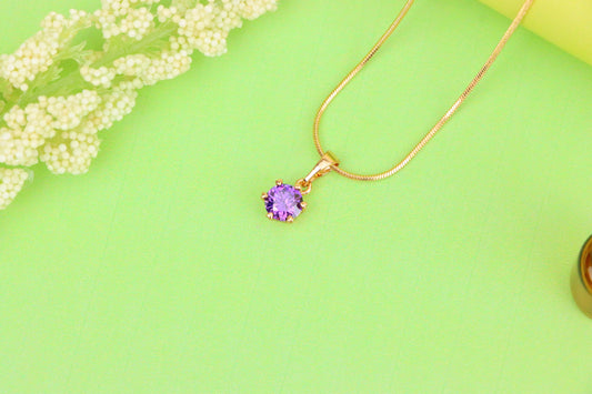 Dainty Purple Round Pendant in Rose Gold Finish – Chic Design,XPPT1850 (2156-6)