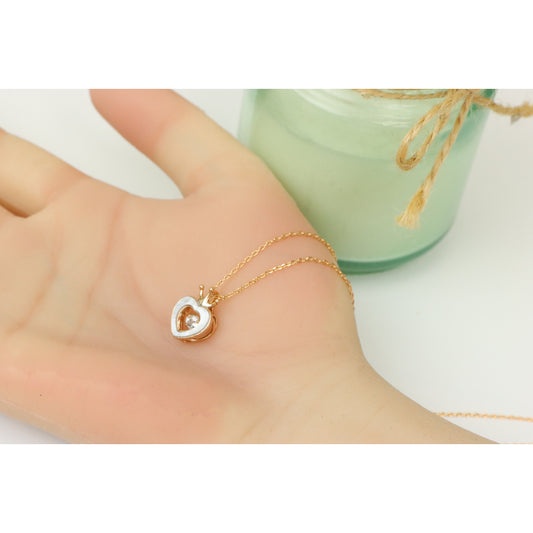 Crowned Heart Rose Gold Necklace with White Enamel, XPNL0232 (2024-2)