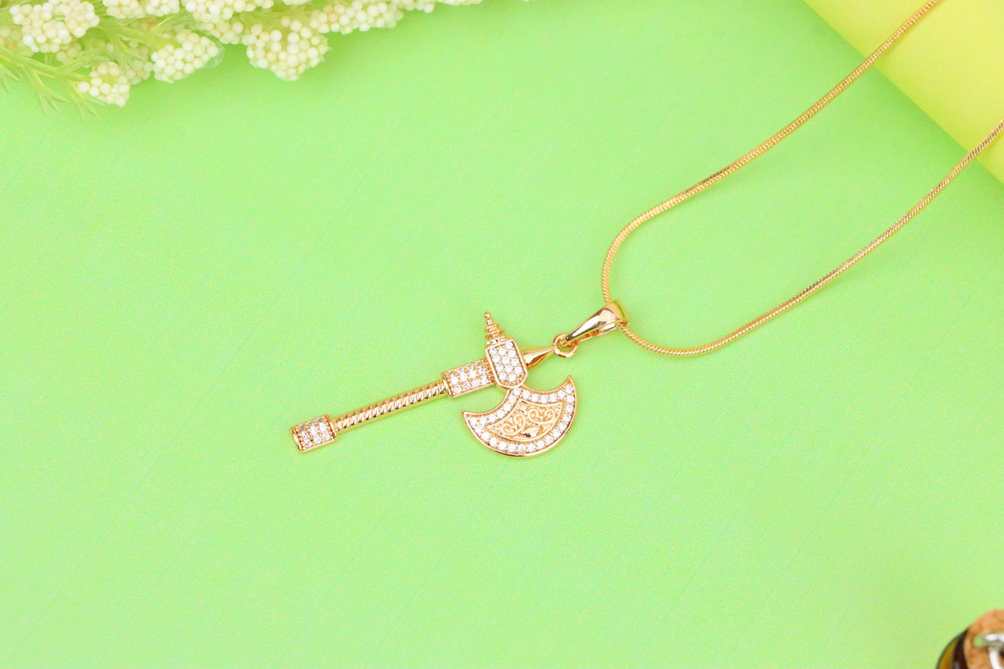 Rose Gold Axe Pendant with Sparkling Stones – Elegant Design XPPT1381 (2133-5)